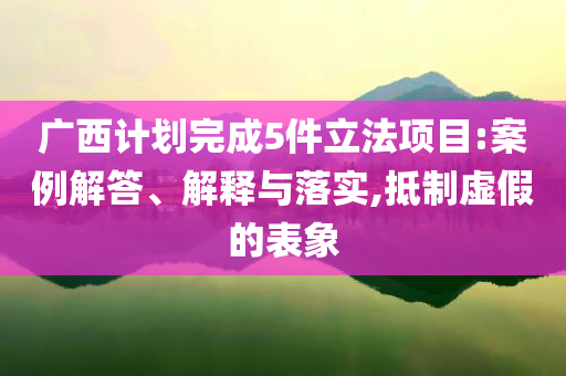 廣西計(jì)劃完成5件立法項(xiàng)目:案例解答、解釋與落實(shí),抵制虛假的表象