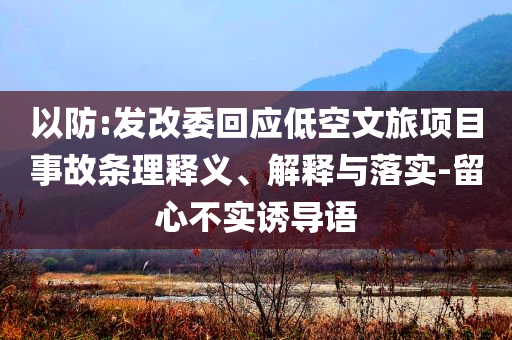 以防:發(fā)改委回應(yīng)低空文旅項(xiàng)目事故條理釋義、解釋與落實(shí)-留心不實(shí)誘導(dǎo)語