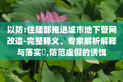 以防:住建部推進(jìn)城市地下管網(wǎng)改造-完整釋義、專(zhuān)家解析解釋與落實(shí)?,防范虛假的誘餌