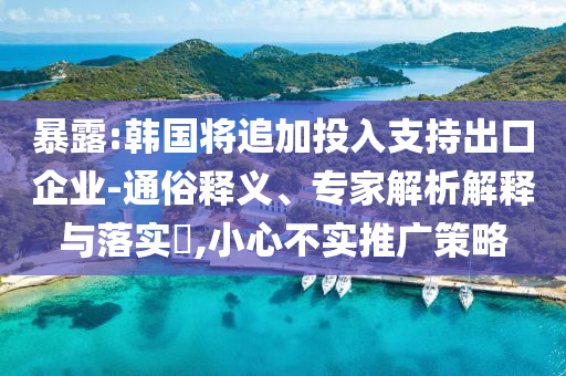 暴露:韓國(guó)將追加投入支持出口企業(yè)-通俗釋義、專家解析解釋與落實(shí)?,小心不實(shí)推廣策略