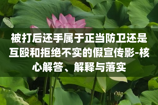 被打后還手屬于正當(dāng)防衛(wèi)還是互毆和拒絕不實的假宣傳影-核心解答、解釋與落實