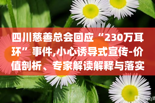 四川慈善總會回應(yīng)“230萬耳環(huán)”事件,小心誘導(dǎo)式宣傳-價值剖析、專家解讀解釋與落實
