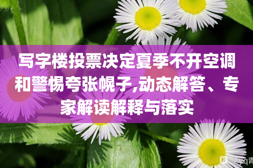 寫字樓投票決定夏季不開空調(diào)和警惕夸張幌子,動態(tài)解答、專家解讀解釋與落實(shí)