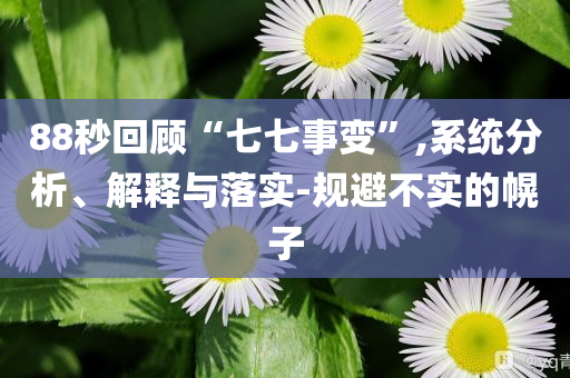 88秒回顧“七七事變”,系統(tǒng)分析、解釋與落實-規(guī)避不實的幌子