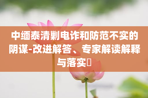 中緬泰清剿電詐和防范不實(shí)的陰謀-改進(jìn)解答、專家解讀解釋與落實(shí)?