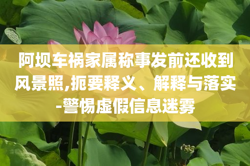 阿壩車禍家屬稱事發(fā)前還收到風景照,扼要釋義、解釋與落實-警惕虛假信息迷霧