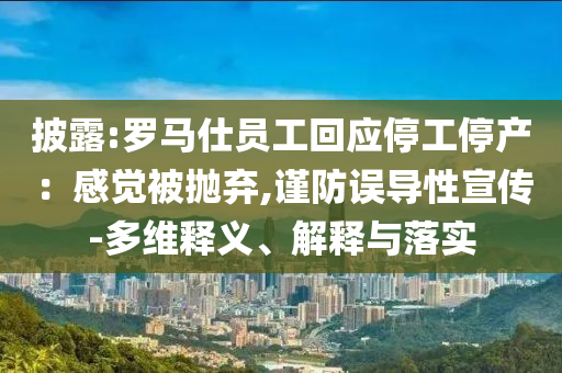 披露:羅馬仕員工回應(yīng)停工停產(chǎn)：感覺被拋棄,謹防誤導性宣傳-多維釋義、解釋與落實