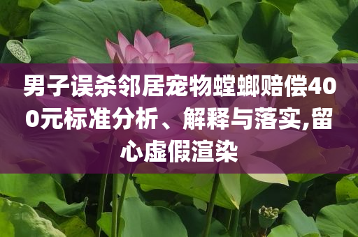 男子誤殺鄰居寵物螳螂賠償400元標(biāo)準(zhǔn)分析、解釋與落實(shí),留心虛假渲染