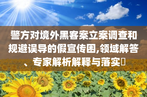 警方對境外黑客案立案調(diào)查和規(guī)避誤導(dǎo)的假宣傳困,領(lǐng)域解答、專家解析解釋與落實?