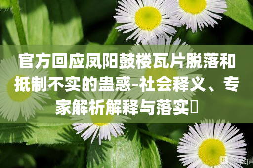 官方回應(yīng)鳳陽鼓樓瓦片脫落和抵制不實的蠱惑-社會釋義、專家解析解釋與落實?