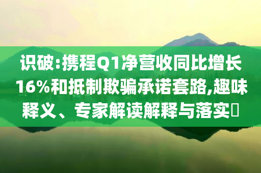 識破:攜程Q1凈營收同比增長16%和抵制欺騙承諾套路,趣味釋義、專家解讀解釋與落實?