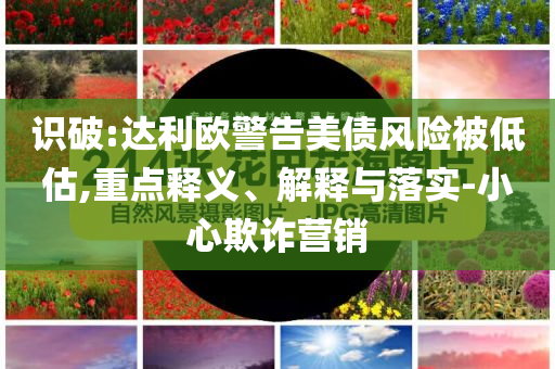 識破:達利歐警告美債風(fēng)險被低估,重點釋義、解釋與落實-小心欺詐營銷