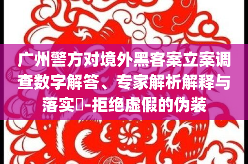 廣州警方對境外黑客案立案調(diào)查數(shù)字解答、專家解析解釋與落實(shí)?-拒絕虛假的偽裝