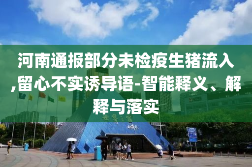 河南通報(bào)部分未檢疫生豬流入,留心不實(shí)誘導(dǎo)語-智能釋義、解釋與落實(shí)