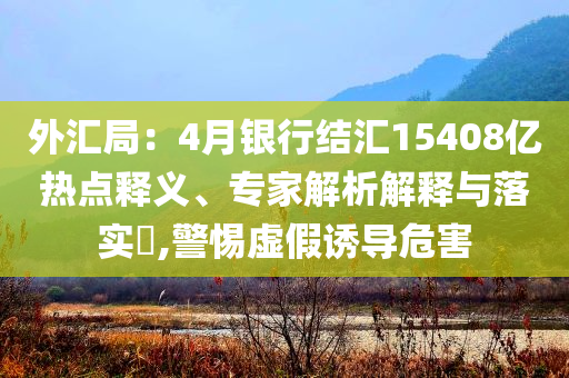 外匯局：4月銀行結(jié)匯15408億熱點(diǎn)釋義、專家解析解釋與落實(shí)?,警惕虛假誘導(dǎo)危害
