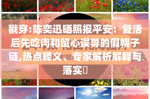戳穿:陳奕迅曬照報平安：復活后先吃肉和留心誤導的假幌子鏈,熱點釋義、專家解析解釋與落實?