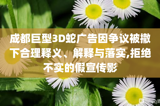 成都巨型3D蛇廣告因爭議被撤下合理釋義、解釋與落實(shí),拒絕不實(shí)的假宣傳影