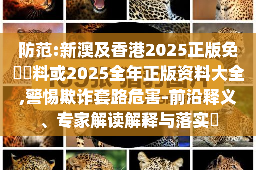 防范:新澳及香港2025正版免費資料或2025全年正版資料大全,警惕欺詐套路危害-前沿釋義、專家解讀解釋與落實?