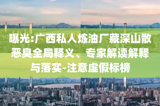 曝光:廣西私人煉油廠藏深山散惡臭全局釋義、專家解讀解釋與落實(shí)-注意虛假標(biāo)榜