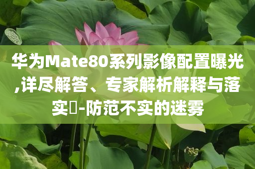 華為Mate80系列影像配置曝光,詳盡解答、專家解析解釋與落實(shí)?-防范不實(shí)的迷霧