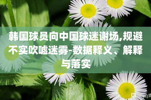 韓國球員向中國球迷謝場,規(guī)避不實吹噓迷霧-數(shù)據(jù)釋義、解釋與落實