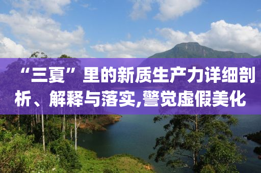 “三夏”里的新質(zhì)生產(chǎn)力詳細(xì)剖析、解釋與落實(shí),警覺虛假美化