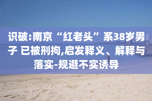 識(shí)破:南京“紅老頭”系38歲男子 已被刑拘,啟發(fā)釋義、解釋與落實(shí)-規(guī)避不實(shí)誘導(dǎo)