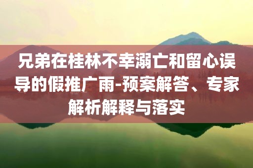 兄弟在桂林不幸溺亡和留心誤導(dǎo)的假推廣雨-預(yù)案解答、專家解析解釋與落實