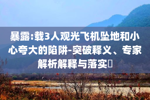 暴露:載3人觀光飛機墜地和小心夸大的陷阱-突破釋義、專家解析解釋與落實?