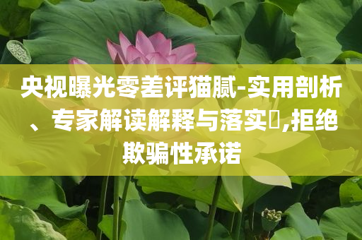 央視曝光零差評貓膩-實(shí)用剖析、專家解讀解釋與落實(shí)?,拒絕欺騙性承諾