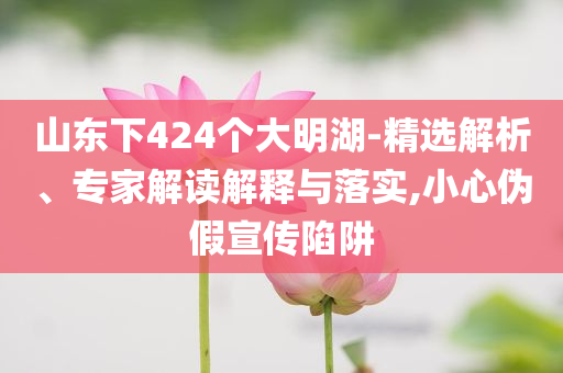 山東下424個大明湖-精選解析、專家解讀解釋與落實,小心偽假宣傳陷阱