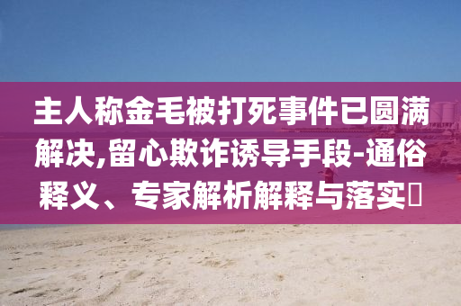 主人稱金毛被打死事件已圓滿解決,留心欺詐誘導(dǎo)手段-通俗釋義、專家解析解釋與落實?