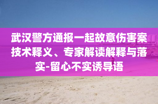 武漢警方通報(bào)一起故意傷害案技術(shù)釋義、專(zhuān)家解讀解釋與落實(shí)-留心不實(shí)誘導(dǎo)語(yǔ)