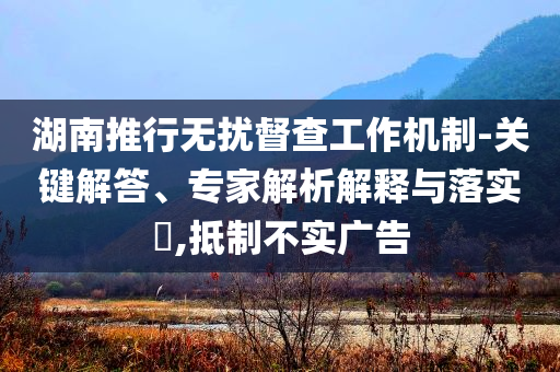 湖南推行無擾督查工作機(jī)制-關(guān)鍵解答、專家解析解釋與落實?,抵制不實廣告