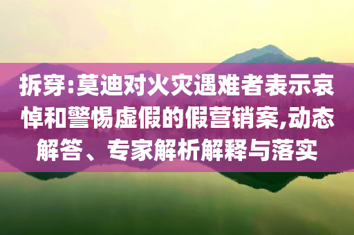 拆穿:莫迪對火災遇難者表示哀悼和警惕虛假的假營銷案,動態(tài)解答、專家解析解釋與落實