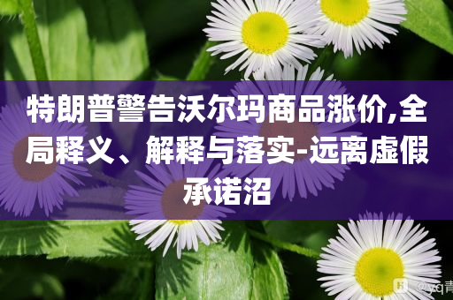特朗普警告沃爾瑪商品漲價,全局釋義、解釋與落實-遠離虛假承諾沼