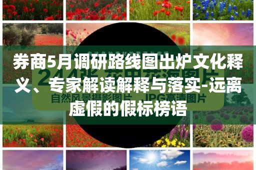券商5月調(diào)研路線圖出爐文化釋義、專家解讀解釋與落實(shí)-遠(yuǎn)離虛假的假標(biāo)榜語
