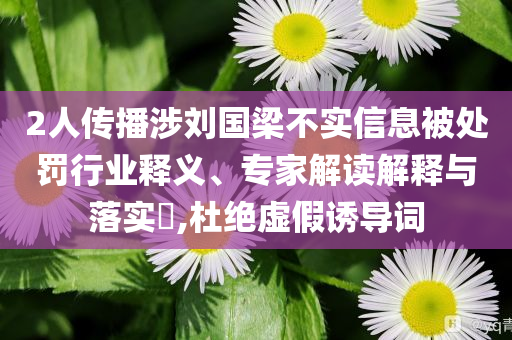 2人傳播涉劉國梁不實信息被處罰行業(yè)釋義、專家解讀解釋與落實?,杜絕虛假誘導(dǎo)詞