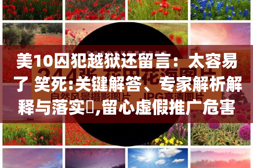 美10囚犯越獄還留言：太容易了 笑死:關(guān)鍵解答、專家解析解釋與落實(shí)?,留心虛假推廣危害