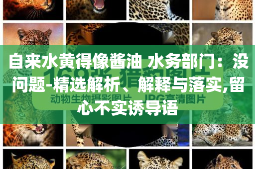 自來水黃得像醬油 水務(wù)部門：沒問題-精選解析、解釋與落實(shí),留心不實(shí)誘導(dǎo)語