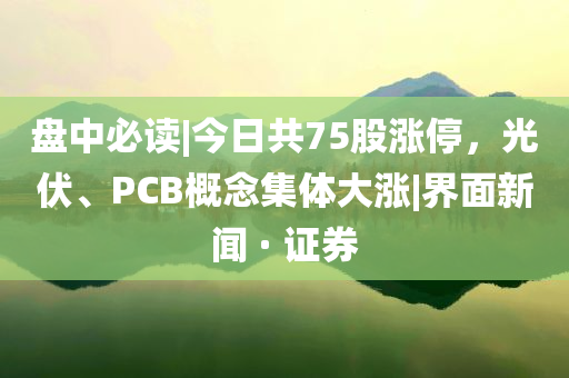 盤中必讀|今日共75股漲停，光伏、PCB概念集體大漲|界面新聞 · 證券