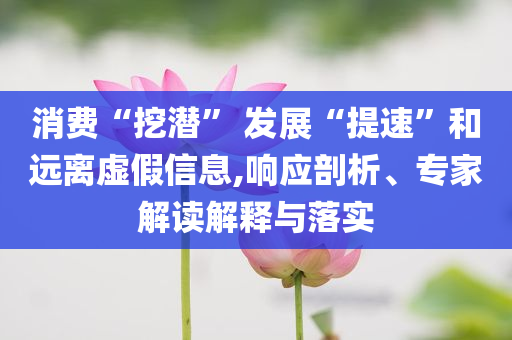 消費“挖潛” 發(fā)展“提速”和遠離虛假信息,響應剖析、專家解讀解釋與落實