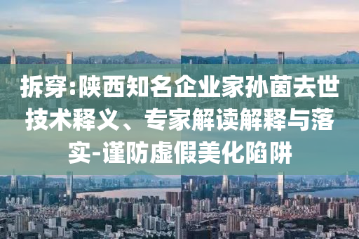 拆穿:陜西知名企業(yè)家孫茵去世技術(shù)釋義、專(zhuān)家解讀解釋與落實(shí)-謹(jǐn)防虛假美化陷阱