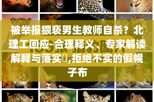 被舉報猥褻男生教師自殺？北理工回應-合理釋義、專家解讀解釋與落實?,拒絕不實的假幌子布