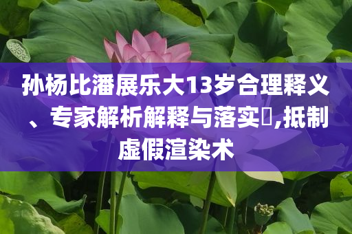 孫楊比潘展樂大13歲合理釋義、專家解析解釋與落實(shí)?,抵制虛假渲染術(shù)