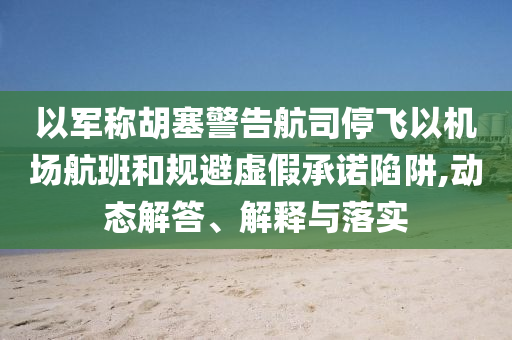以軍稱胡塞警告航司停飛以機(jī)場(chǎng)航班和規(guī)避虛假承諾陷阱,動(dòng)態(tài)解答、解釋與落實(shí)