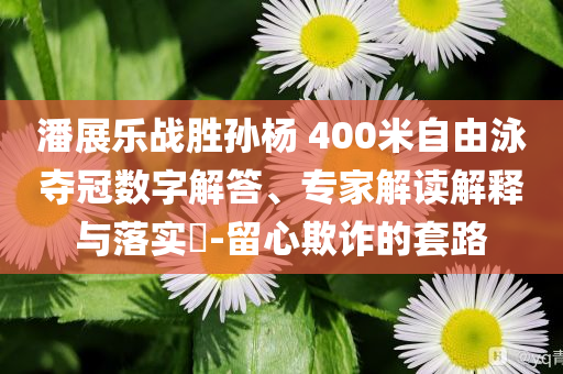 潘展樂戰(zhàn)勝孫楊 400米自由泳奪冠數(shù)字解答、專家解讀解釋與落實?-留心欺詐的套路