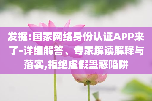 發(fā)掘:國家網(wǎng)絡(luò)身份認(rèn)證APP來了-詳細(xì)解答、專家解讀解釋與落實(shí),拒絕虛假蠱惑陷阱